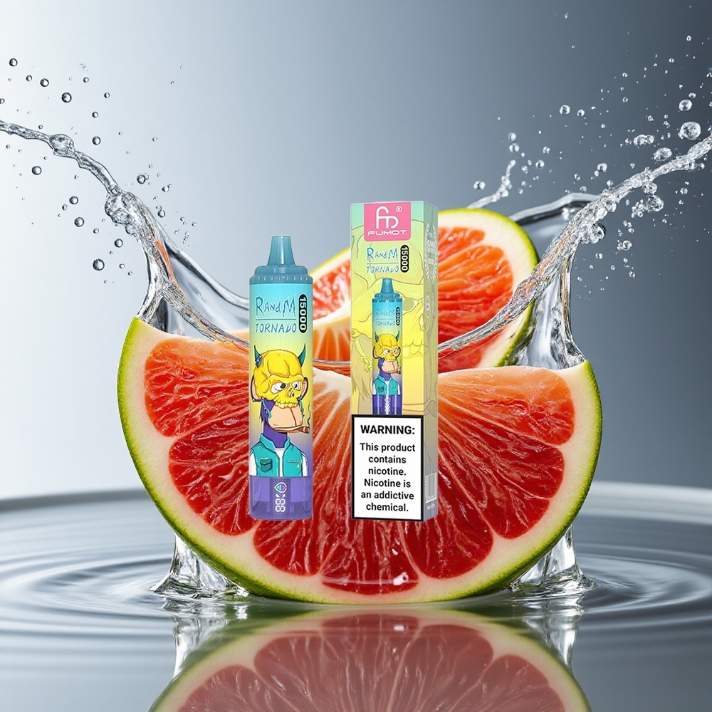RandM Fumot Tornado 15000 Puffs Wegwerp Vape Druiven Ijs 25ml 850mAh Mesh LCD Type-C