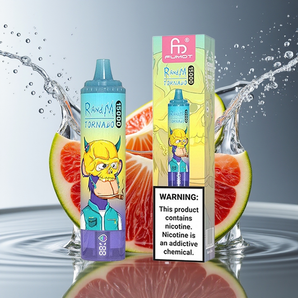 RandM Fumot Tornado 15000 Puffs Wegwerp Vape Druiven Ijs 25ml 850mAh Mesh LCD Type-C