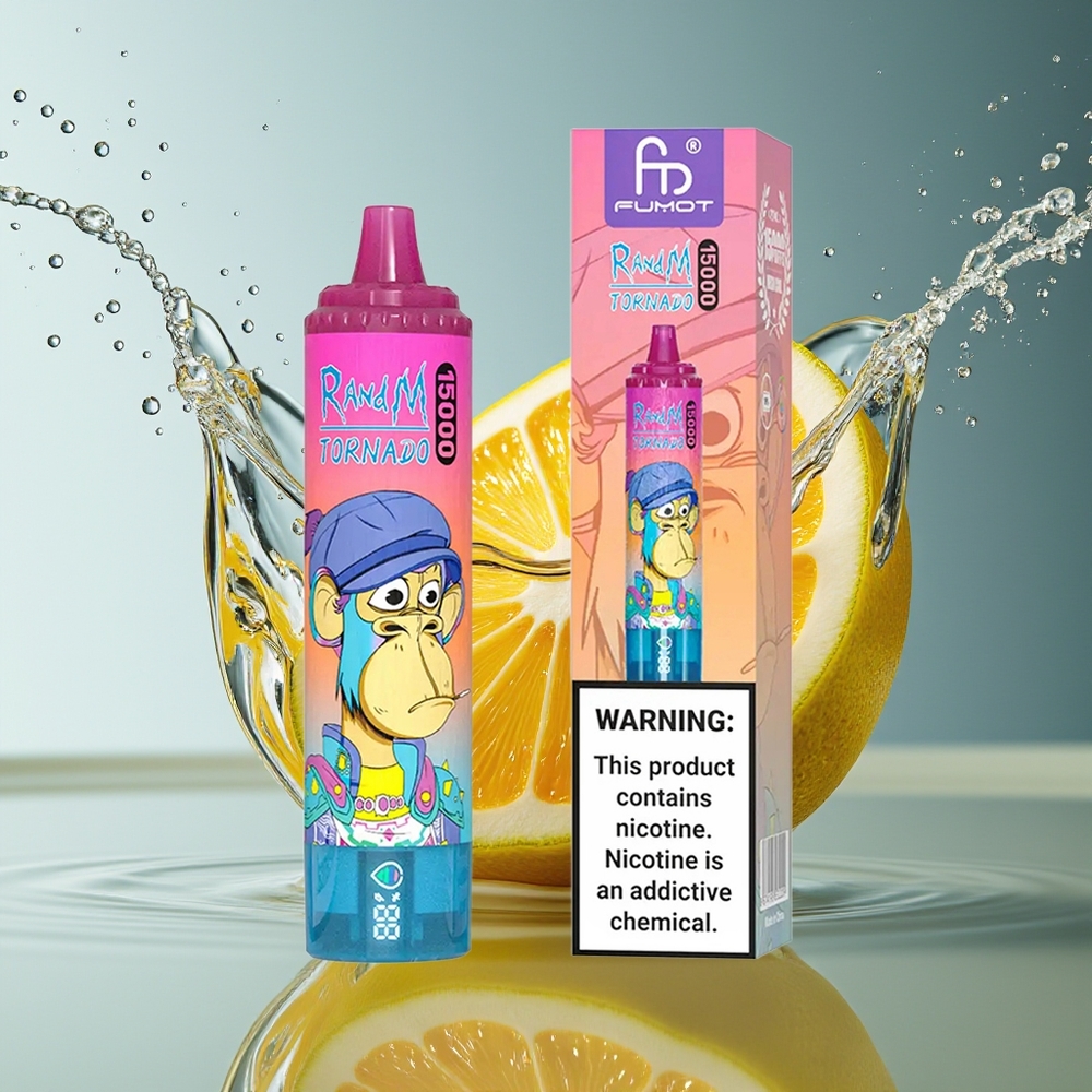RandM Fumot Tornado 15000 Puffs Wegwerp Vape Limonade 25ml 850mAh Mesh LCD