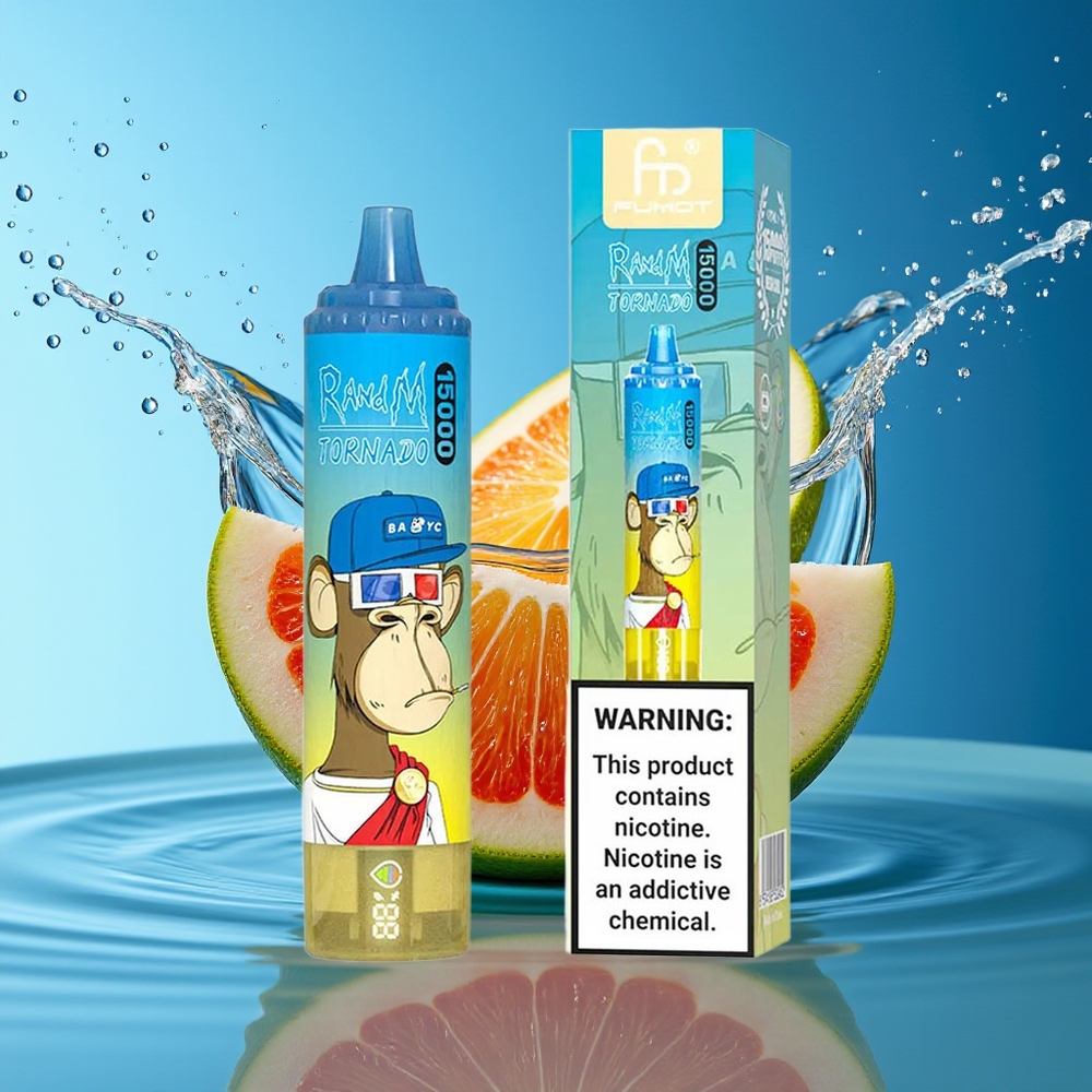 RandM Fumot Tornado 15000 Puffs Wegwerp Vape Meneer Blauw 25ml 850mAh Mesh LCD