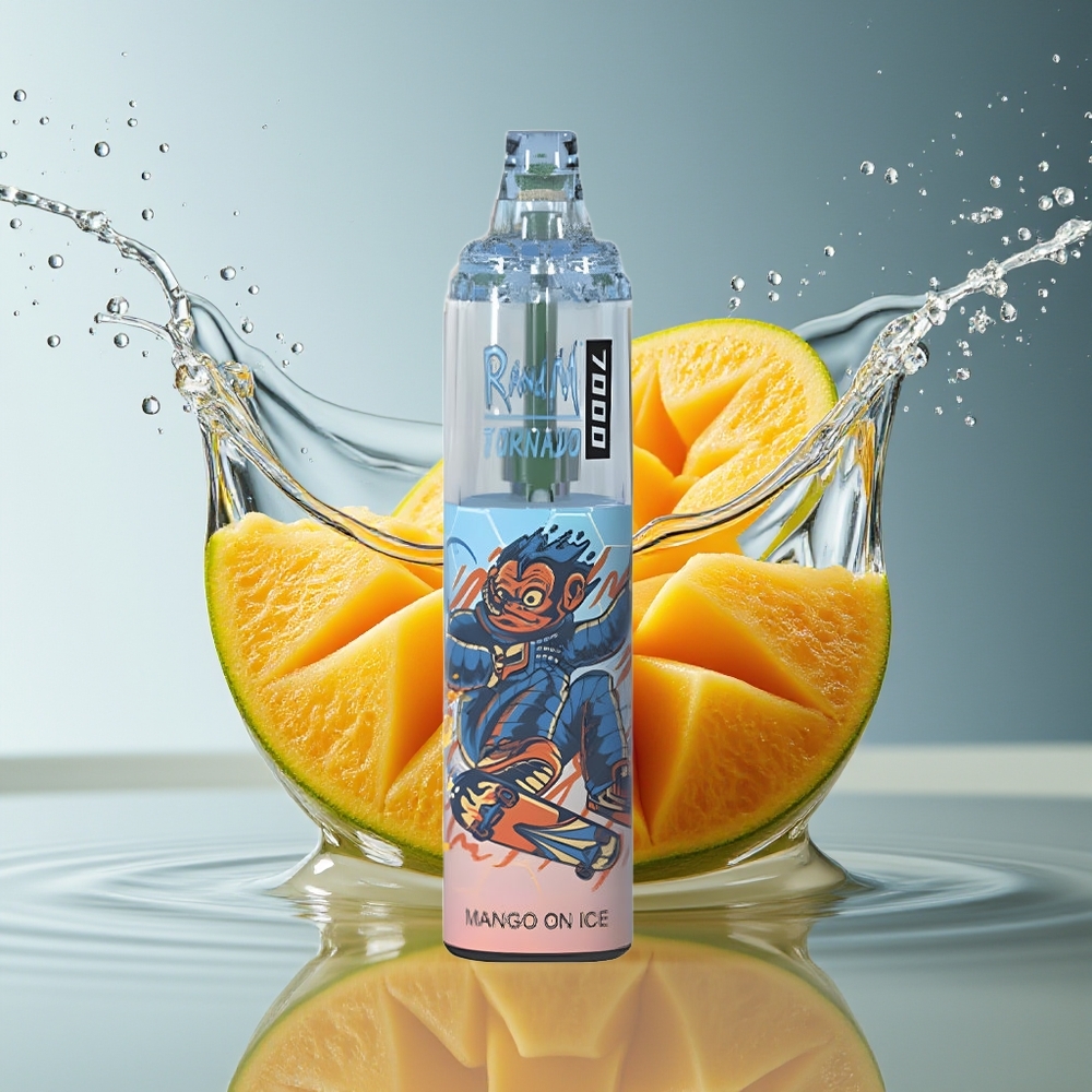 RandM Fumot Tornado 7000 14ML 850MAH Mesh Type-C RGB Luchtregelbaar Mango Op IJs