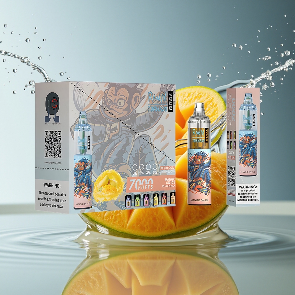 RandM Fumot Tornado 7000 14ML 850MAH Mesh Type-C RGB Luchtregelbaar Mango Op IJs