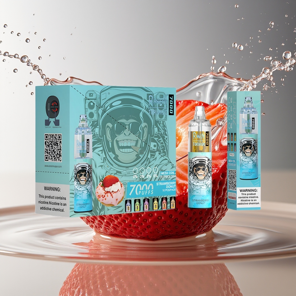 RandM Fumot Tornado 7000 Aardbei Donut Mesh Coil Type-C RGB Luchtregeling