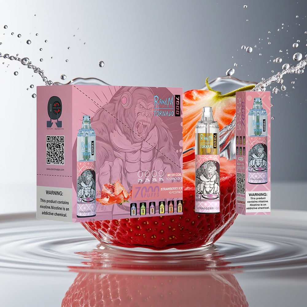 RandM Fumot Tornado 7000 Aardbei Ijs 14ML Mesh Coil Type-C RGB Luchtregelaar