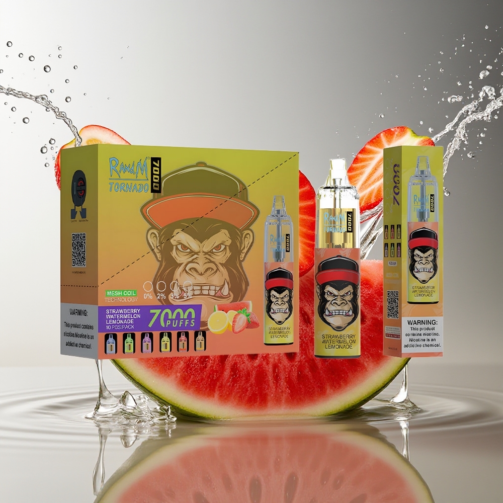 RandM Fumot Tornado 7000 Aardbei Watermeloen Limonade Mesh Coil Type-C RGB Luchtregeling