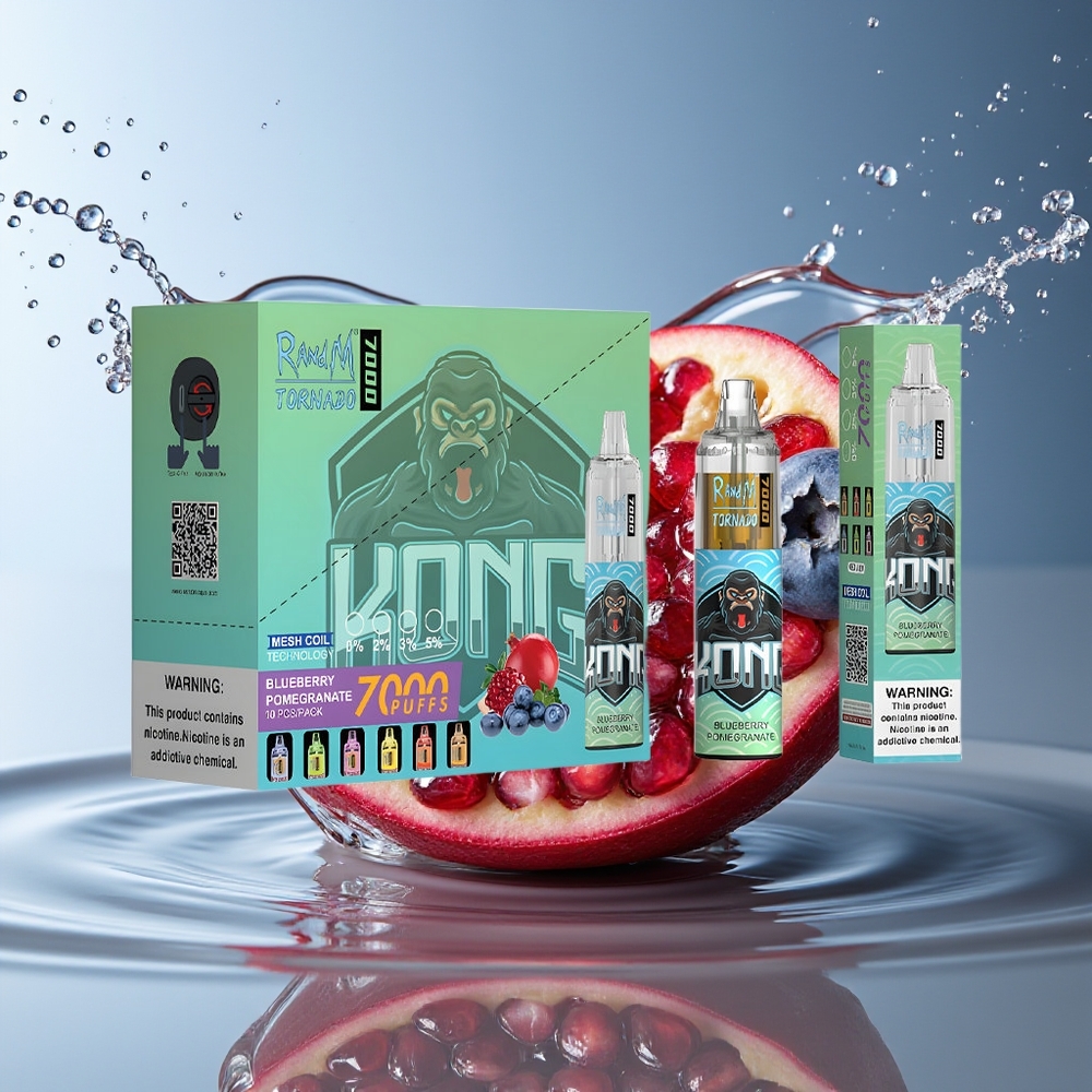 RandM Fumot Tornado 7000 Blauwe Bes Granaatappel Mesh Coil Type-C Luchtregeling RGB