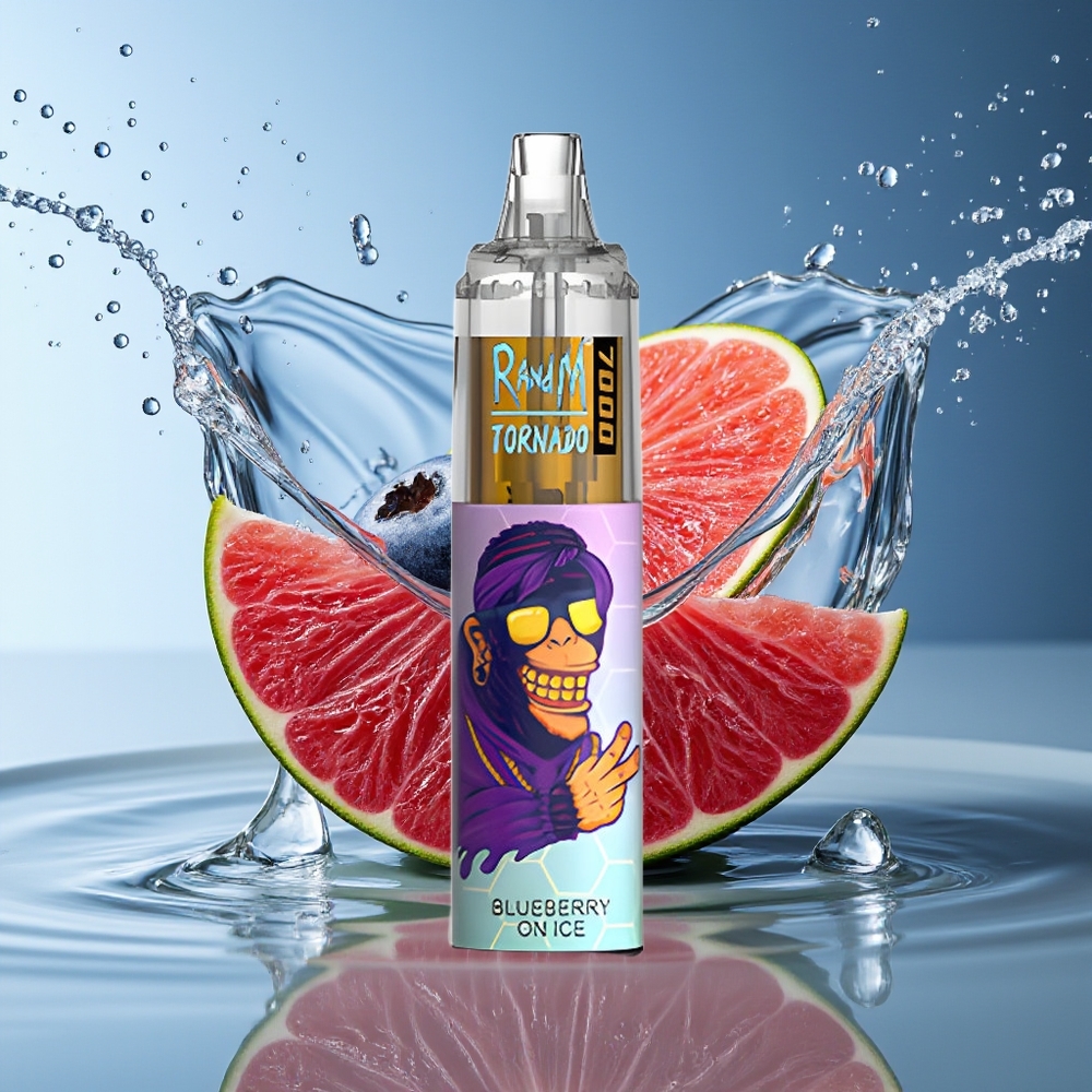 RandM Fumot Tornado 7000 Blauwe Bes Op Ijs 14ML Mesh Coil Type-C RGB Luchtregeling