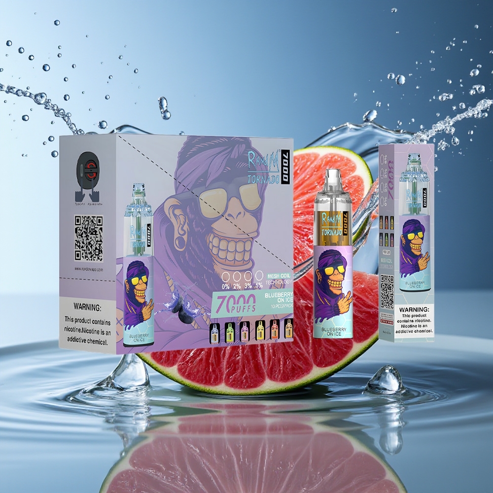 RandM Fumot Tornado 7000 Blauwe Bes Op Ijs 14ML Mesh Coil Type-C RGB Luchtregeling