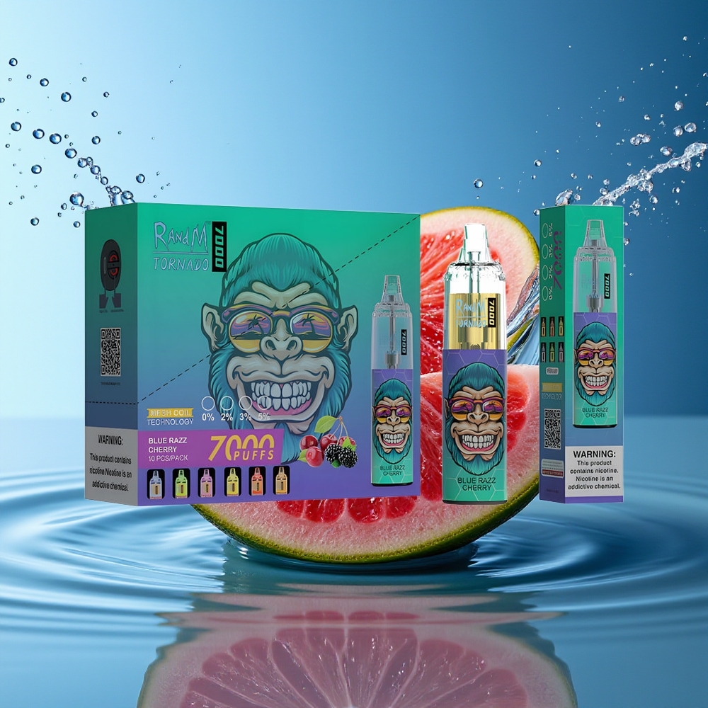 RandM Fumot Tornado 7000 Blauwe Framboos Kers Mesh Coil Type-C Luchtregeling RGB