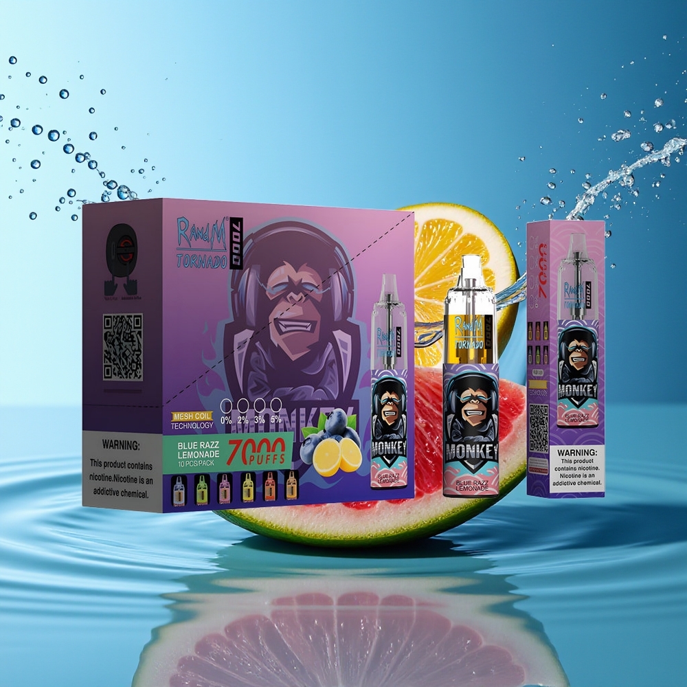 RandM Fumot Tornado 7000 Blauwe Framboos Limonade Mesh Coil Type-C RGB Luchtregeling