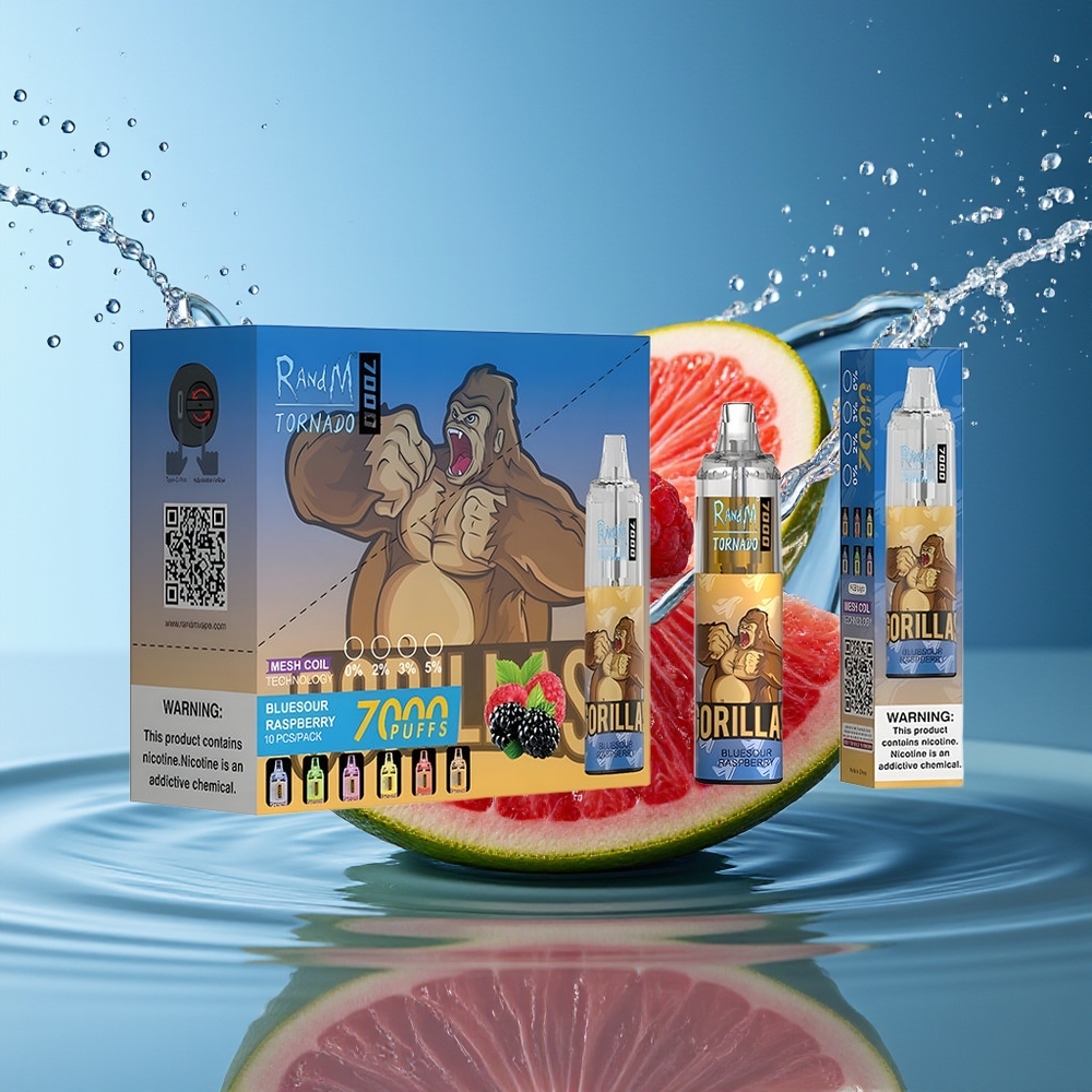 RandM Fumot Tornado 7000 Blauwzuur Framboos Mesh Coil Type-C Luchtregeling RGB