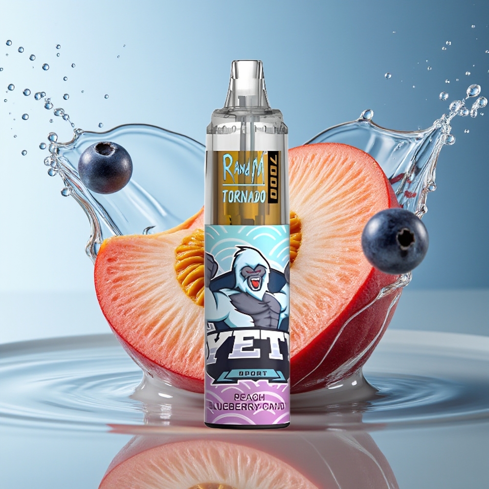 RandM Fumot Tornado 7000 Perzik Bosbes Snoep 14ML Mesh Coil RGB Licht Type-C Luchtregeling