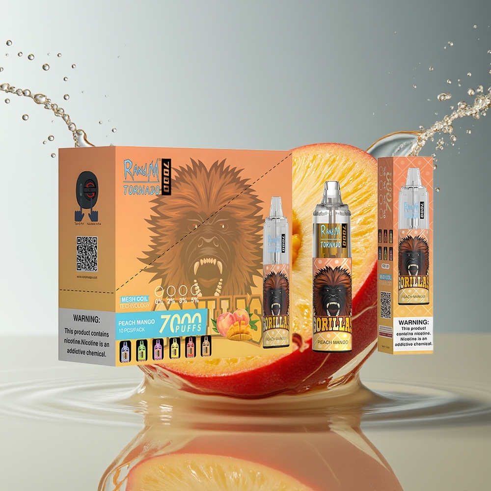 RandM Fumot Tornado 7000 Perzik Mango Mesh Coil Type-C RGB Luchtregeling