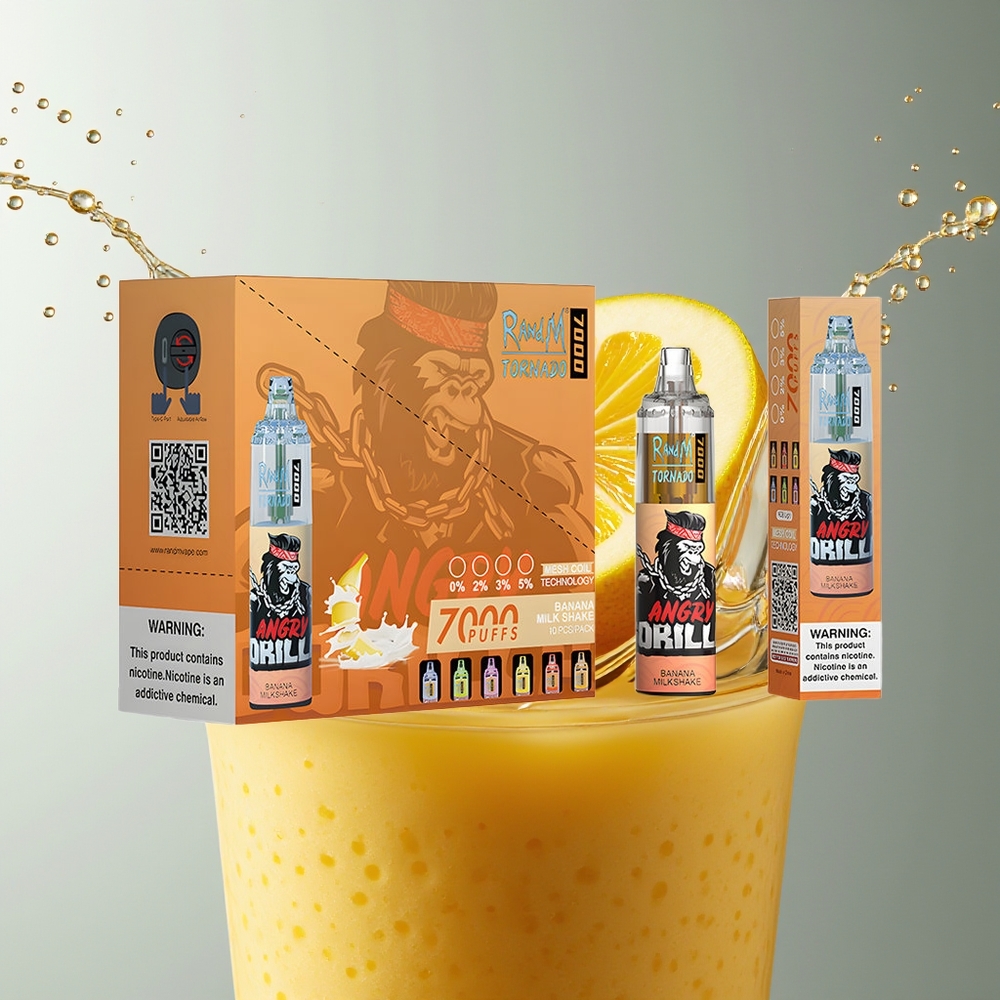 RandM Fumot Tornado 7000 Puffs Banaan Milkshake 14ML Mesh Coil Type-C RGB Luchtregeling