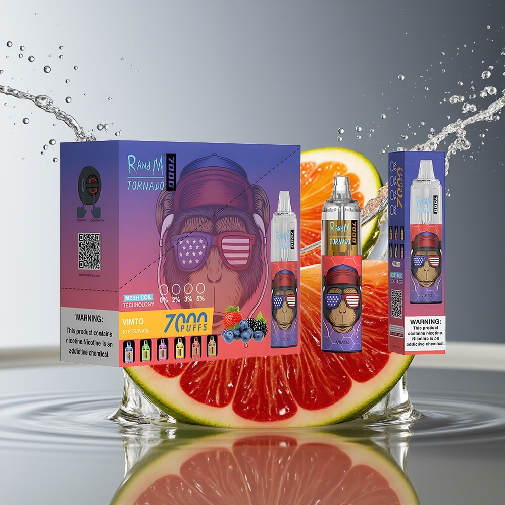 RandM Fumot Tornado 7000 Pufs Wegwerp Vape Vimto 14ML Mesh Type-C RGB Luchtregeling