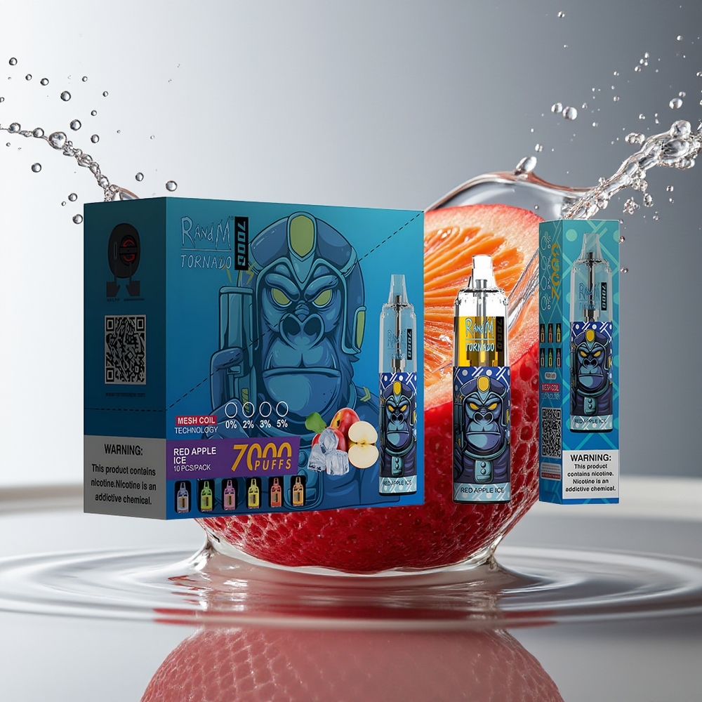 RandM Fumot Tornado 7000 Rode Appel Ijs 14ML Mesh Coil Type-C RGB Luchtregeling