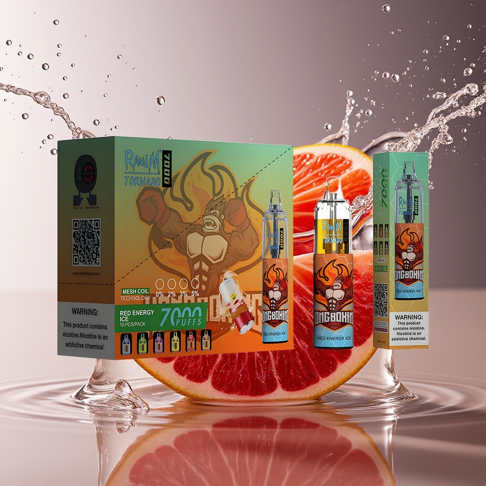 RandM Fumot Tornado 7000 Rode Energie Ijs 14ML Mesh Coil Type-C RGB Luchtregeling