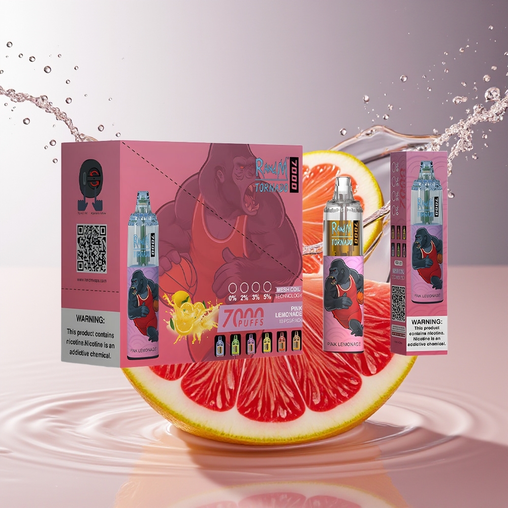 RandM Fumot Tornado 7000 Roze Limonade 14ML Mesh Coil Type-C RGB Luchtregeling