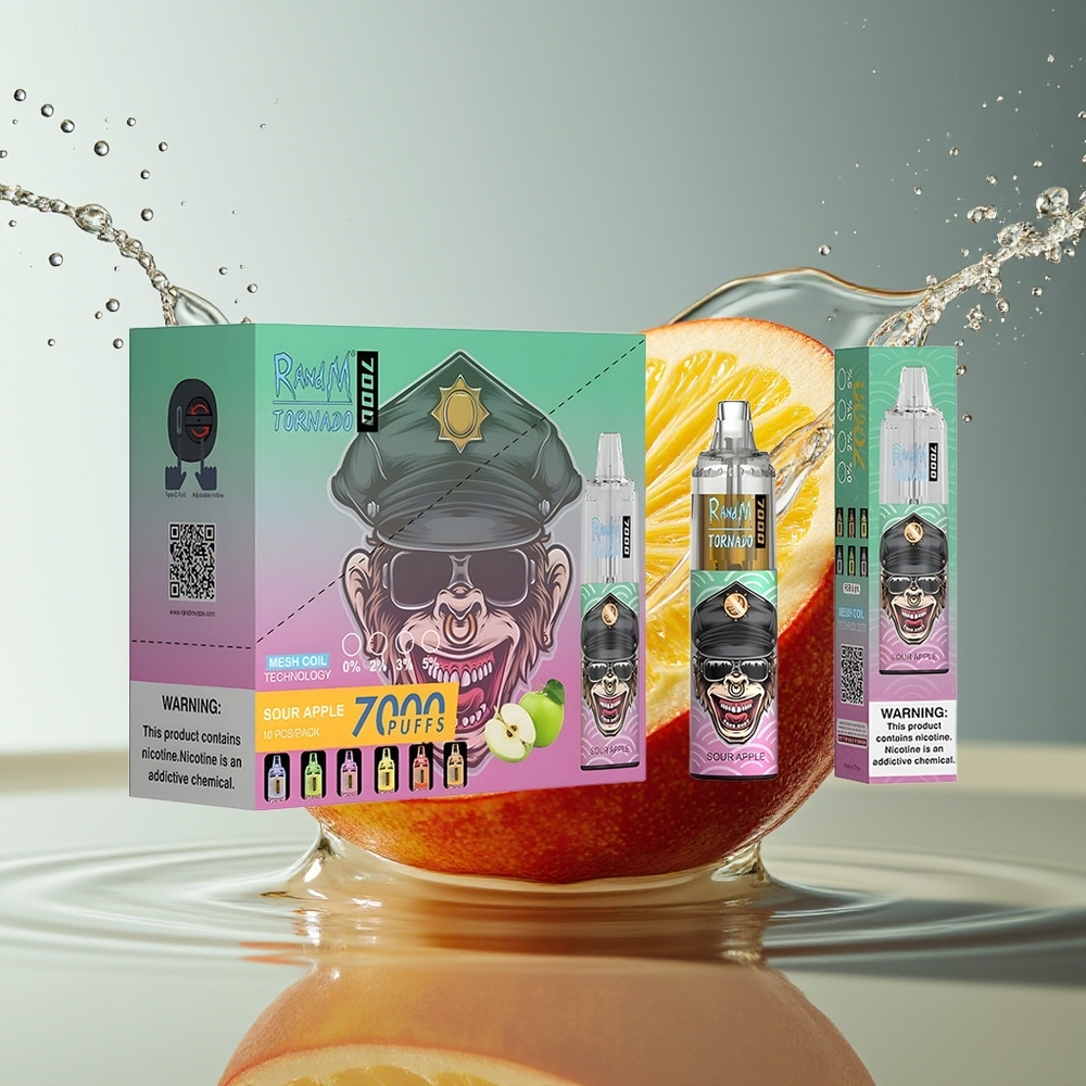 RandM Fumot Tornado 7000 Zure Appel Mesh Coil Type-C RGB Luchtregeling