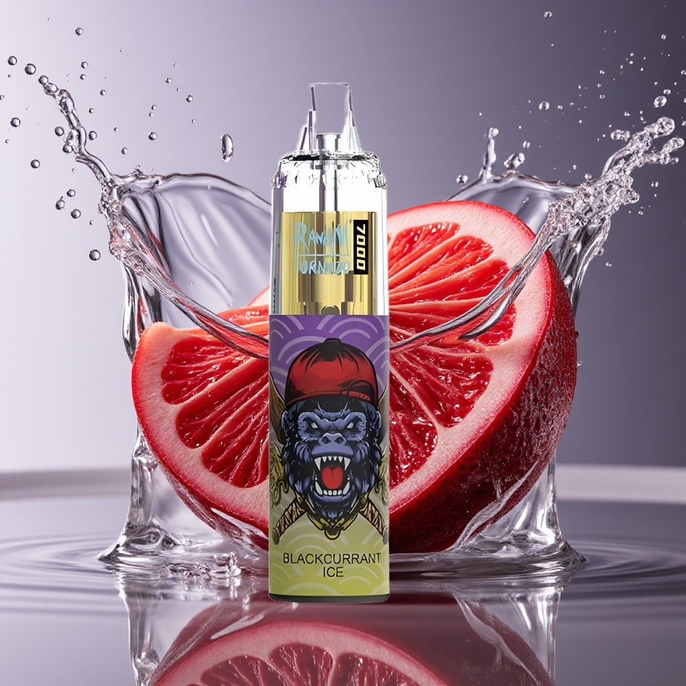 RandM Fumot Tornado 7000 Zwarte Bes IJs 14ML Mesh Coil Type-C RGB Luchtregeling