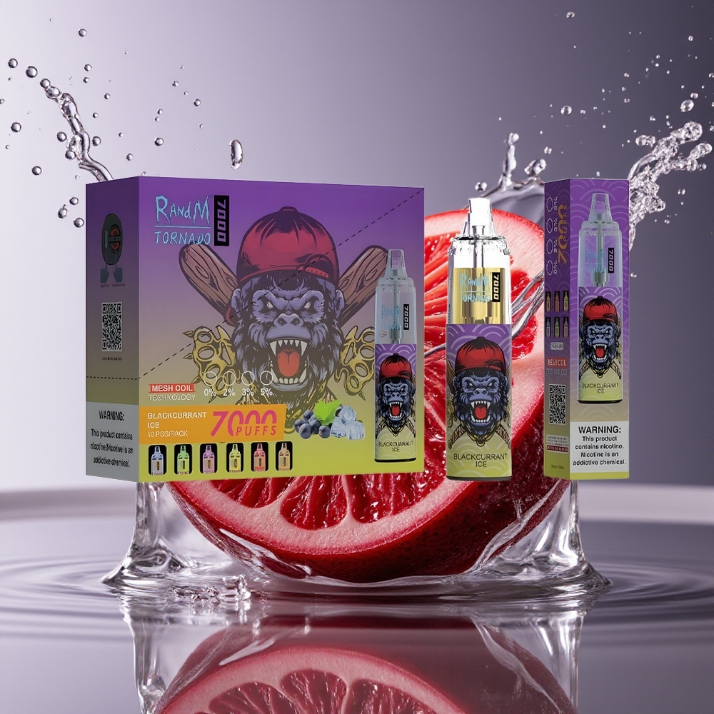 RandM Fumot Tornado 7000 Zwarte Bes IJs 14ML Mesh Coil Type-C RGB Luchtregeling