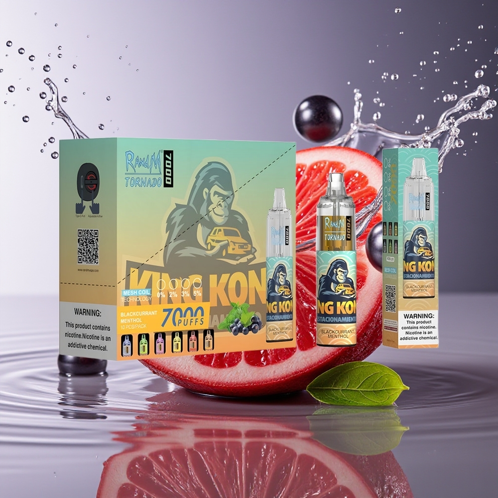 RandM Fumot Tornado 7000 Zwarte Bes Menthol Mesh Coil Type-C RGB Luchtregeling