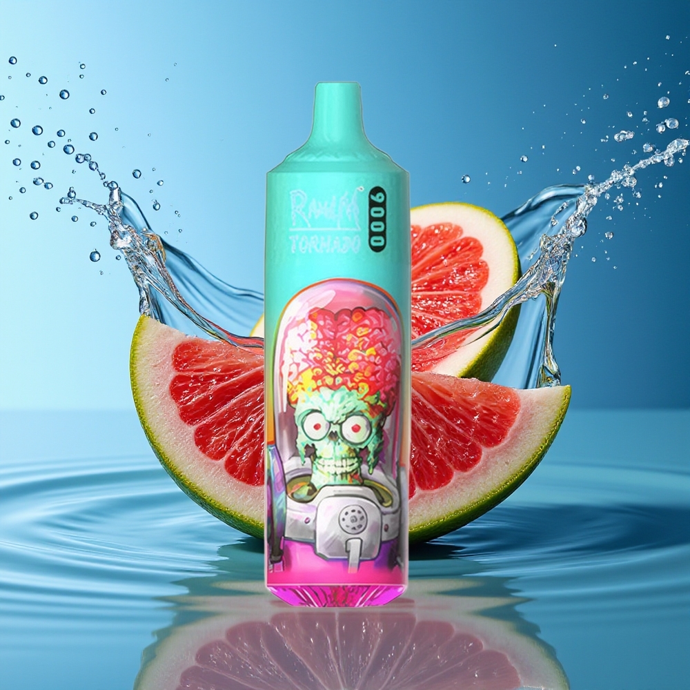 RandM Tornado 9000 Puffs 18mL Blauwe Zure Framboos Mesh Coil RGB Display