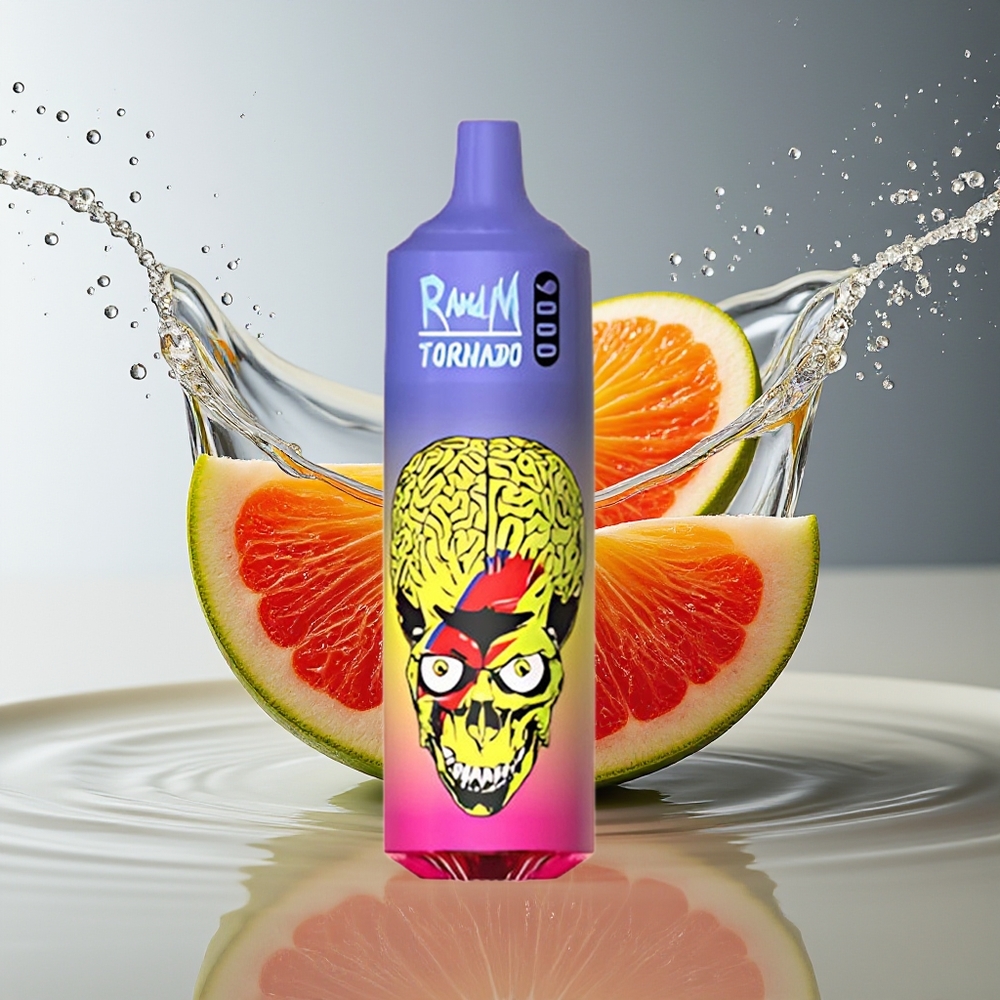 RandM Tornado 9000 Puffs 18mL Regenboog Skittles Mesh Coil RGB Display 54 Smaken