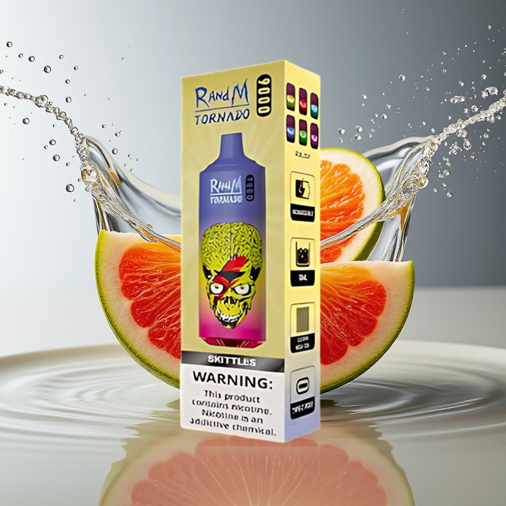 RandM Tornado 9000 Puffs 18mL Regenboog Skittles Mesh Coil RGB Display 54 Smaken