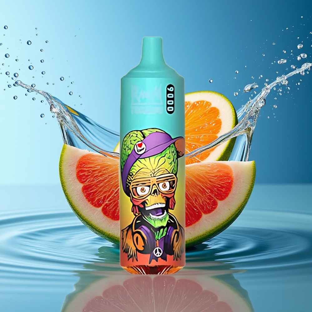 RandM Tornado 9000 Puffs Blauwachtig IJs Mesh Coil RGB Display 54 Smaken