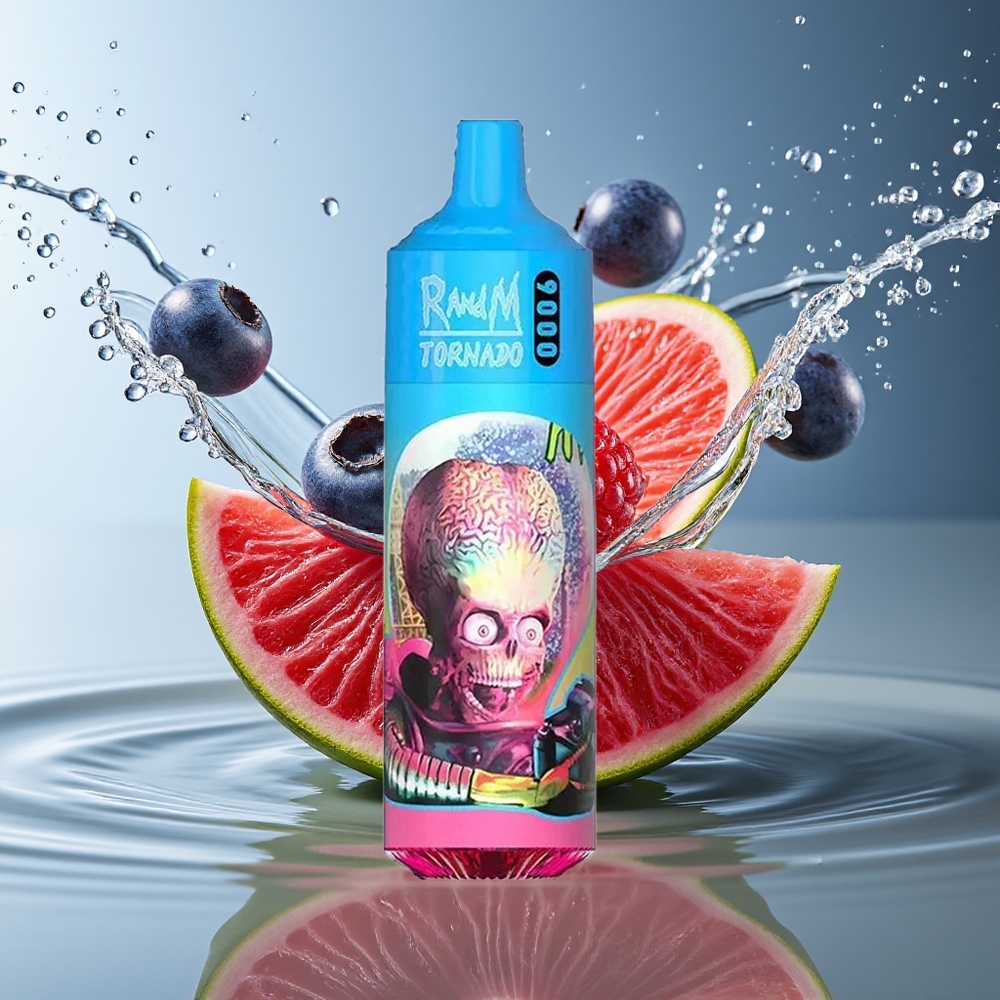 RandM Tornado 9000 Puffs Blauwe Bes Zure Framboos Mesh RGB Oplaadbaar