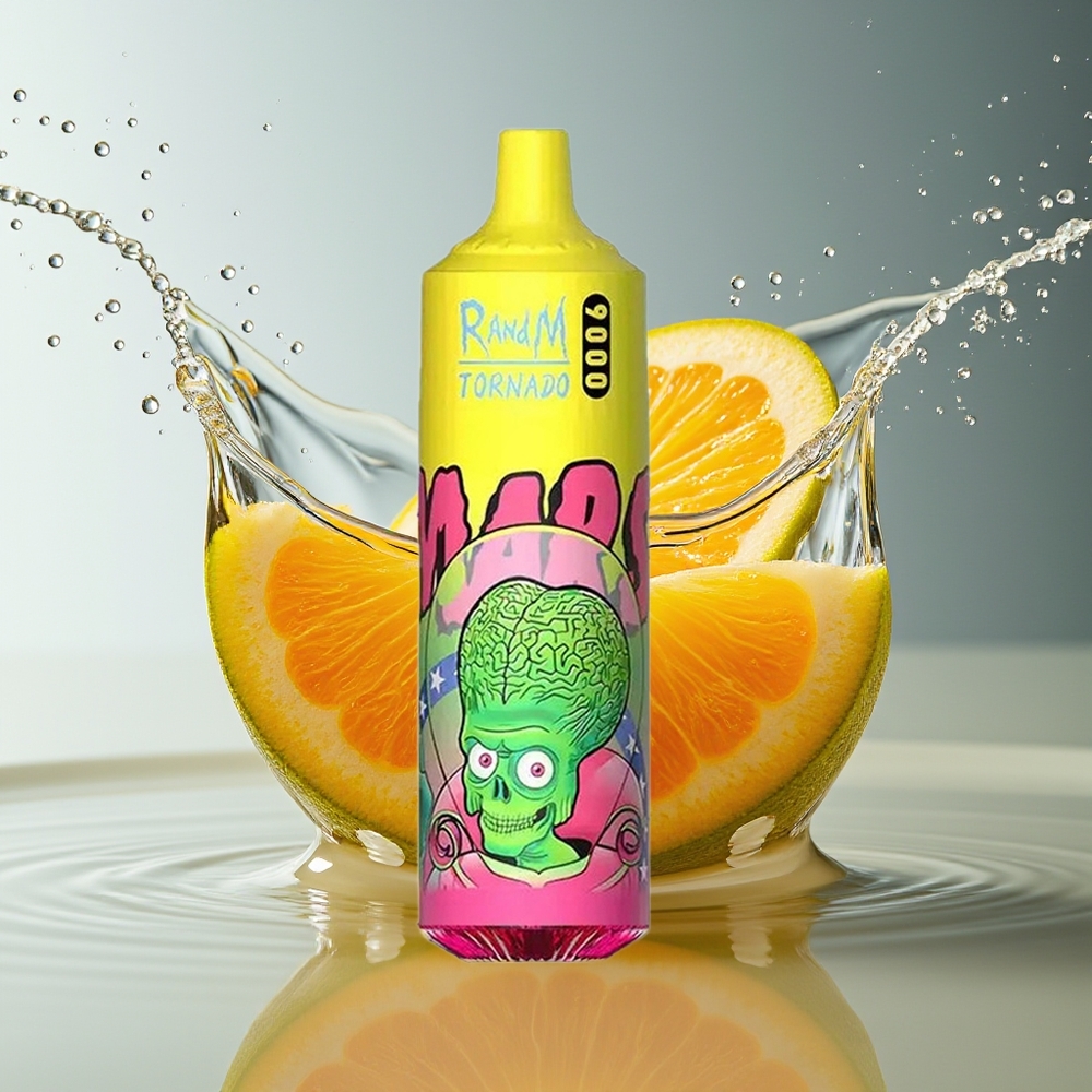 RandM Tornado 9000 Puffs Drievoudige Mango 850 mAh 18 mL Mesh Coil RGB Display