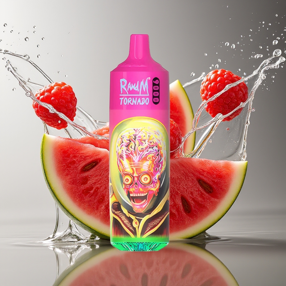 RandM Tornado 9000 Puffs Framboos Watermeloen 850mAh 18mL Mesh RGB 54 Smaken