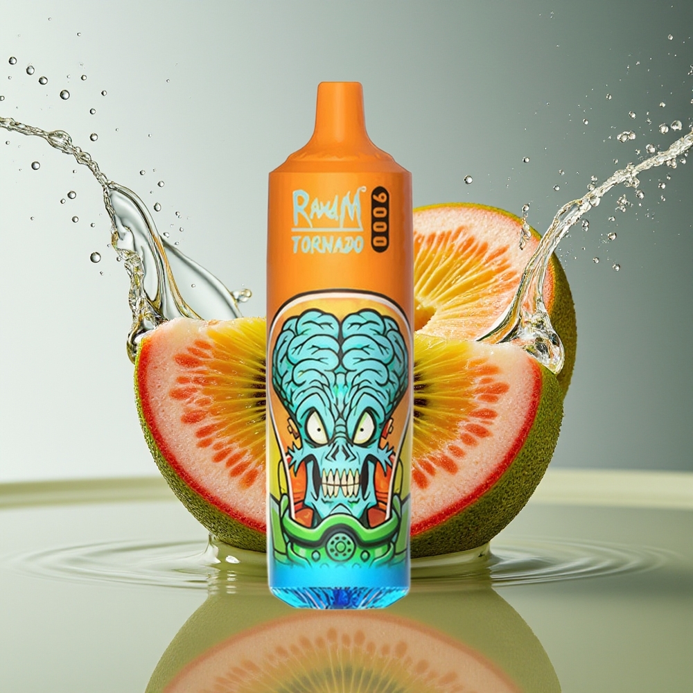 RandM Tornado 9000 Puffs Kiwi Passievrucht Guave Mesh Coil RGB Display 18mL 850mAh