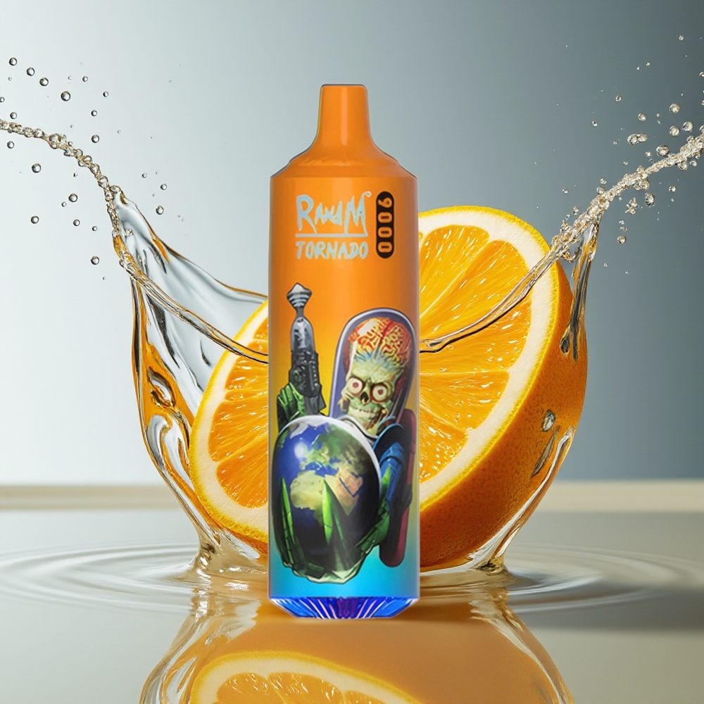 RandM Tornado 9000 Puffs Oranje Frisdrank Mesh Coil RGB Display 18mL 850mAh