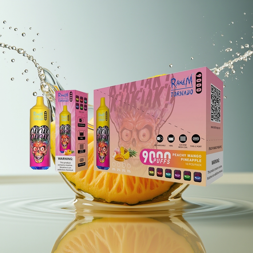 RandM Tornado 9000 Puffs Perzige Mango Ananas 850mAh 18mL Mesh RGB 54 Smaken