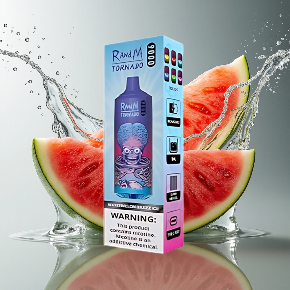 RandM Tornado 9000 Puffs Watermeloen Brazz IJs Mesh Display Rechargeable