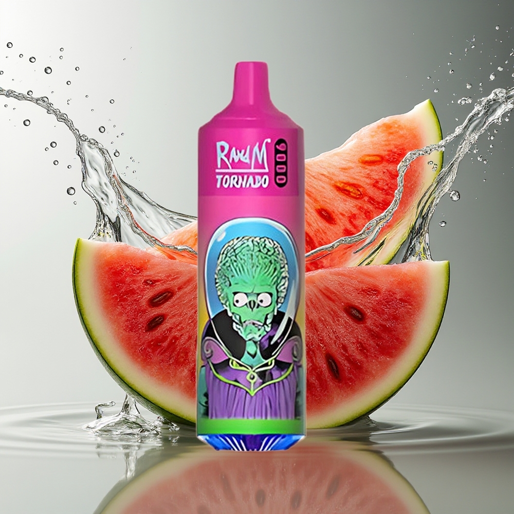 RandM Tornado 9000 Puffs Watermeloen Bubble Gum Mesh Coil RGB Display 18mL 850mAh