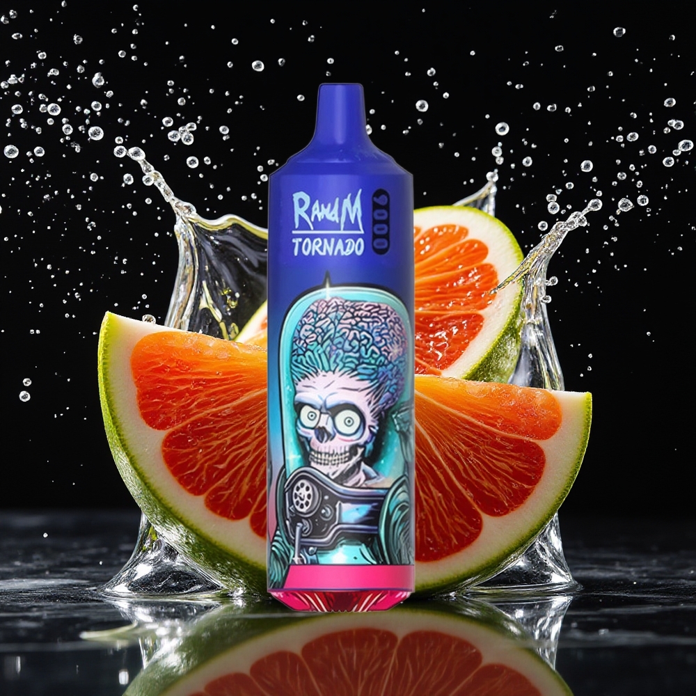 RandM Tornado 9000 Puffs Zwart IJs Mesh RGB 54 Smaken 18ml 850mAh