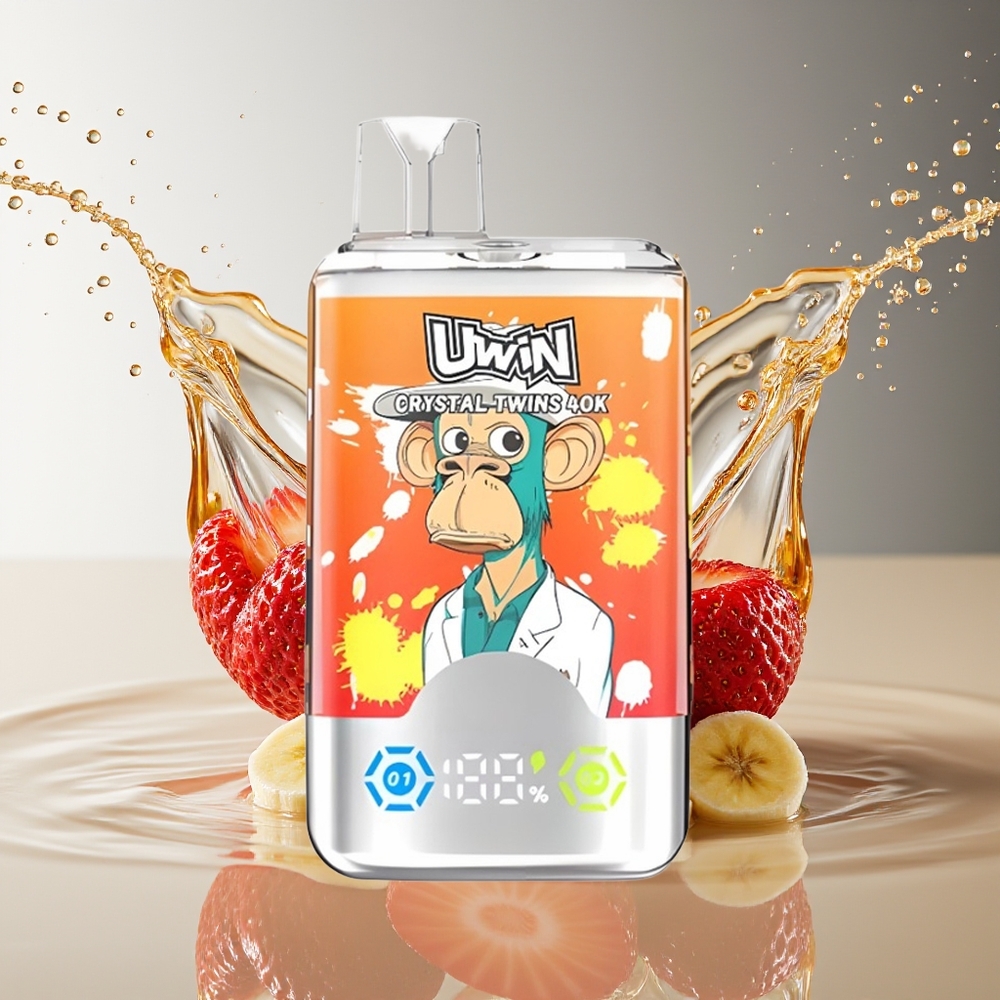 Uwin Crystal Twins 40000 Puffs Aardbei Banaan Liefde 0.6 Ohm Mesh 850mAh Type-C 32ml