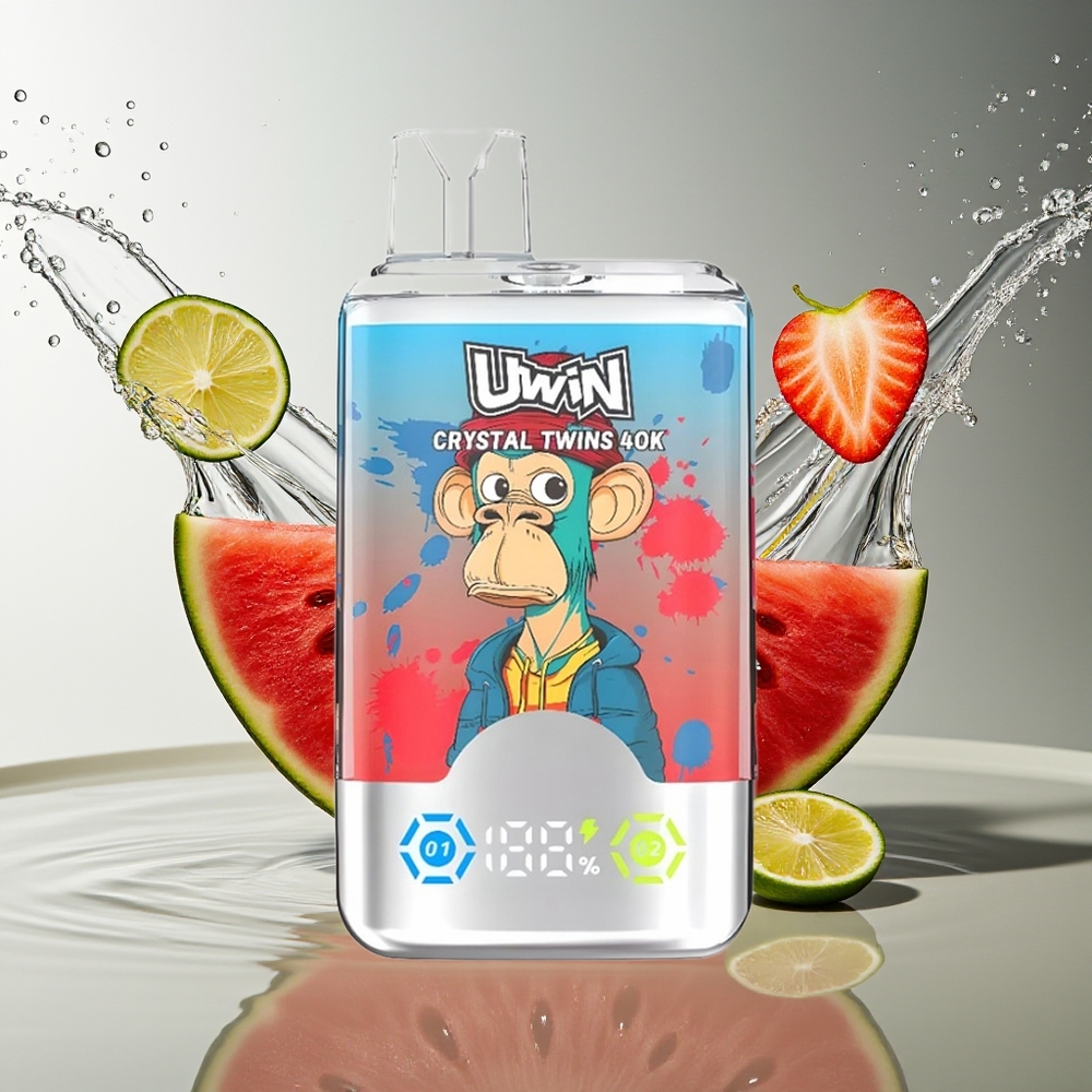 Uwin Crystal Twins 40000 Puffs Aardbei Watermeloen Citroen Limoen 32ml 850mAh Type-C