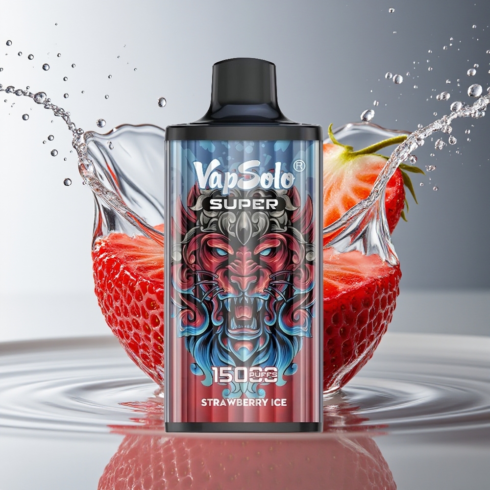 Vapsolo Super 15000 Puffs Wegwerp Vape Aardbei IJs 40ml 850mAh Type-C Mesh