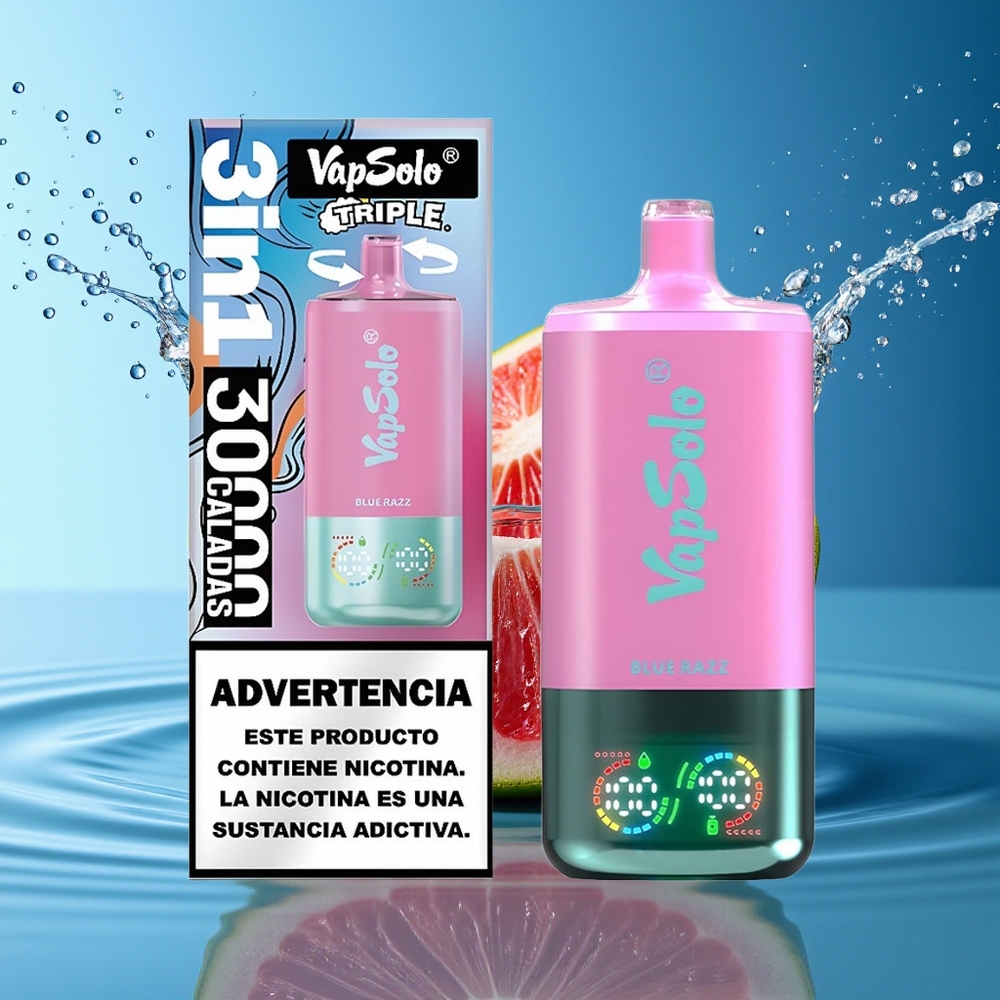 VapSolo Triple 30000 Puffs Disposable Blauwe Framboos 40ml 3 Tank Type-C