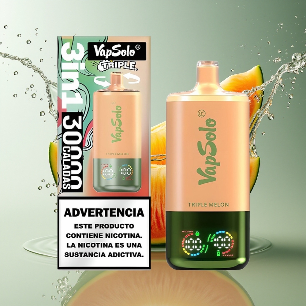 VapSolo Triple 30000 Puffs Drie Meloenen Draagbare Type-C 40ml 20/50mg
