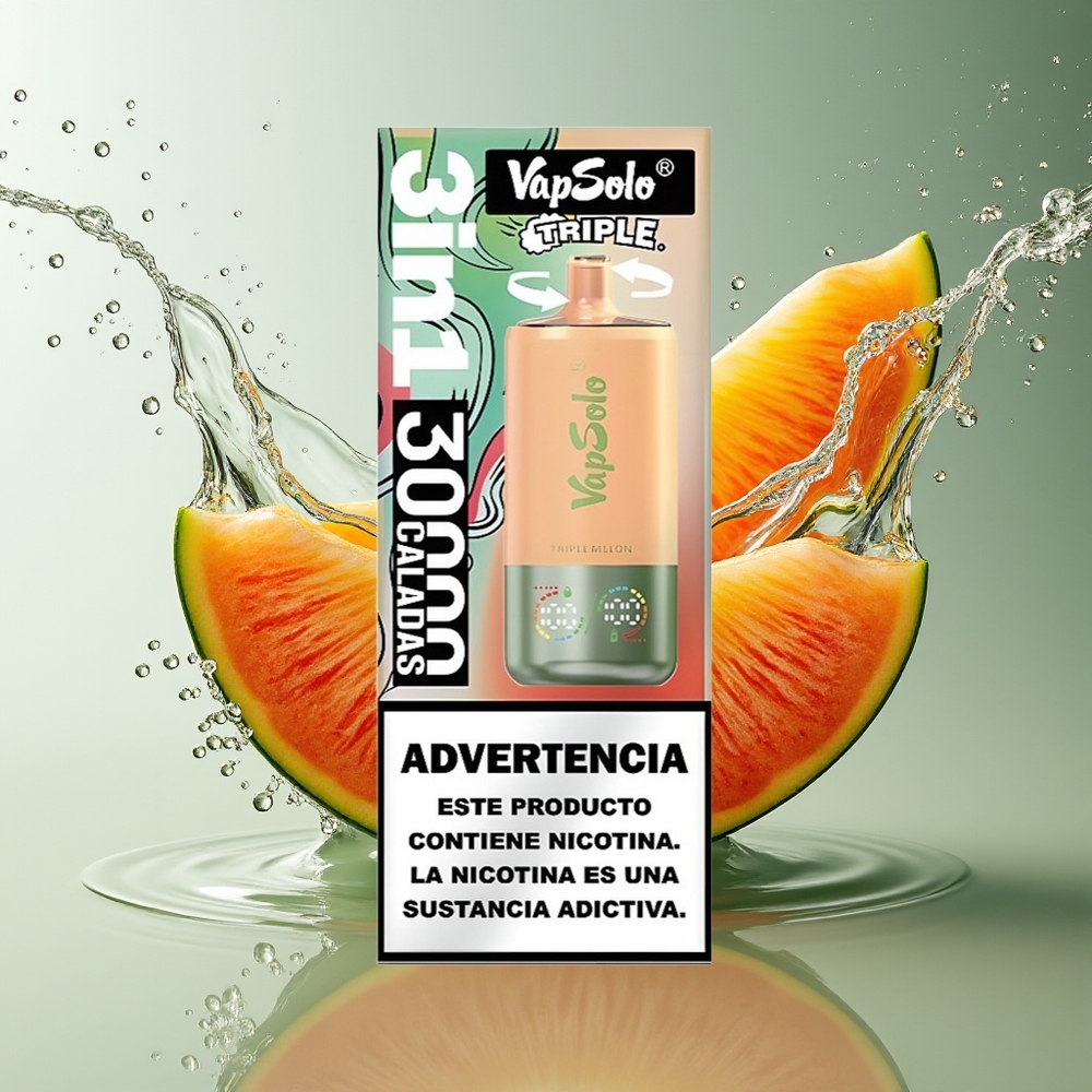 VapSolo Triple 30000 Puffs Drie Meloenen Draagbare Type-C 40ml 20/50mg