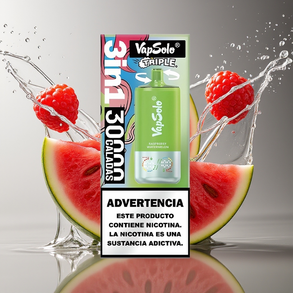 VapSolo Triple 30000 Puffs Framboos Watermeloen 40ml Type-C 20mg/50mg