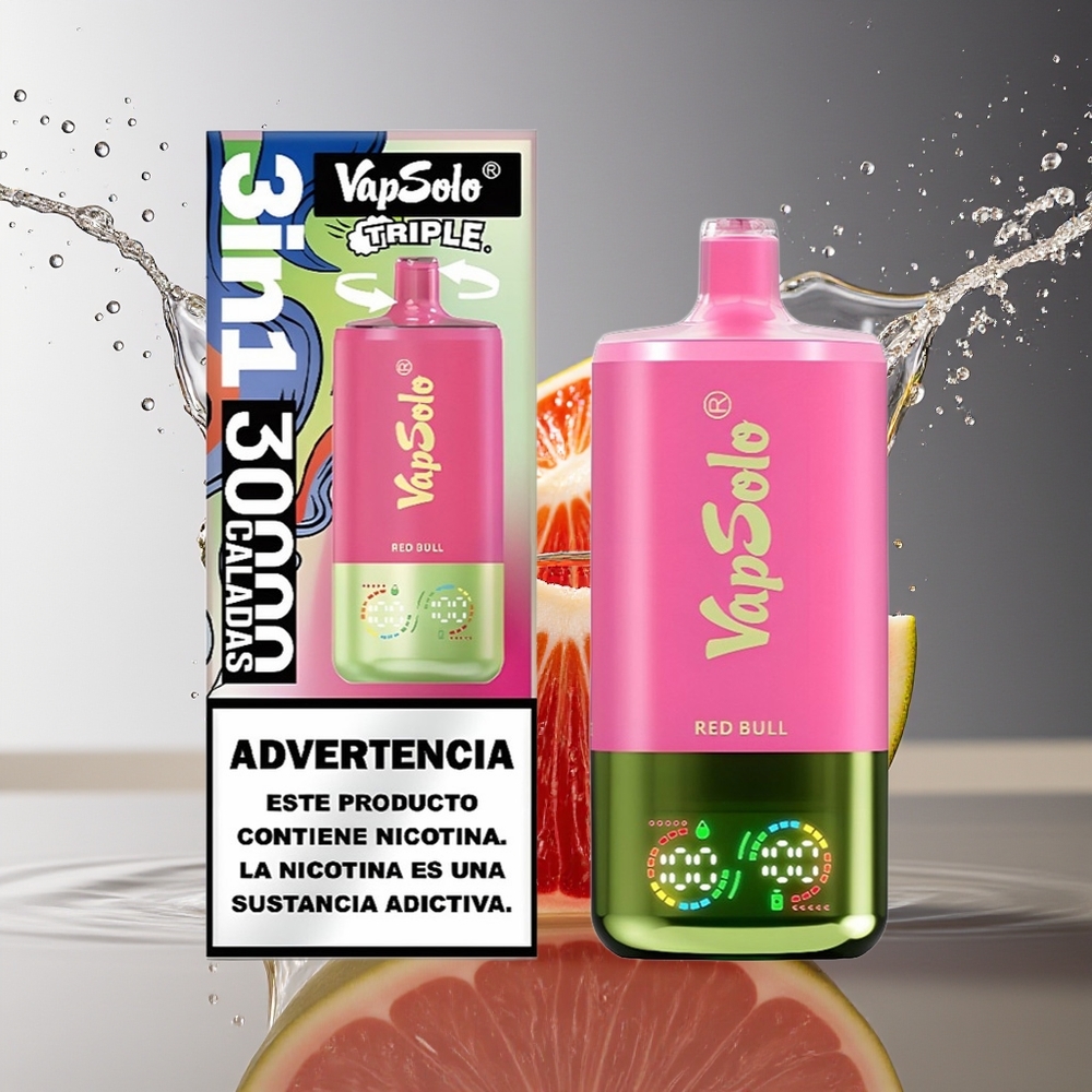 VapSolo Triple 30000 Puffs Wegwerp Vape Rode Stier 40ml 3 Tank Type-C