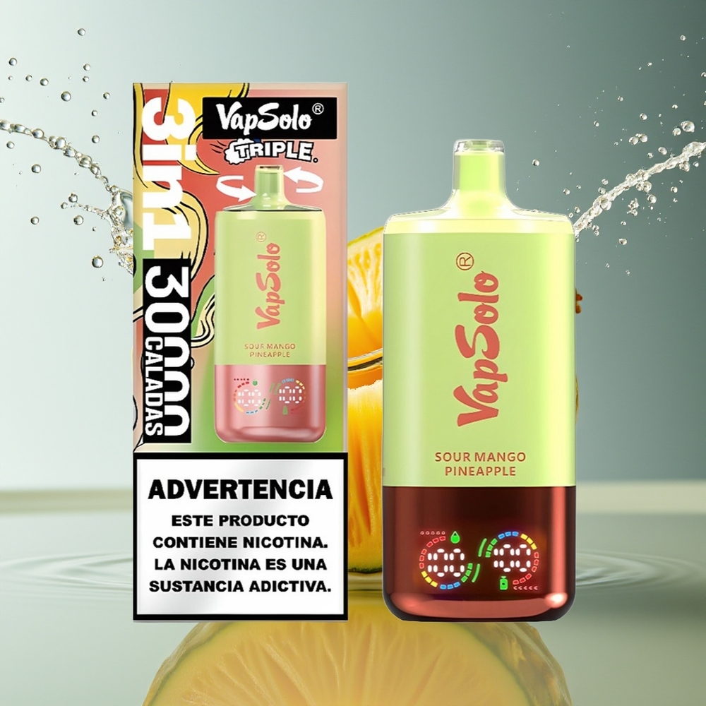 VapSolo Triple 30000 Tuiten Zuur Mango Ananas 40ml 20mg Type-C