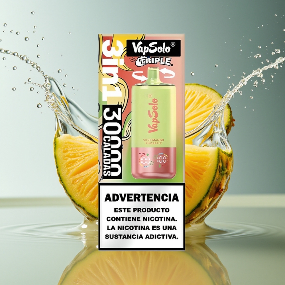 VapSolo Triple 30000 Tuiten Zuur Mango Ananas 40ml 20mg Type-C