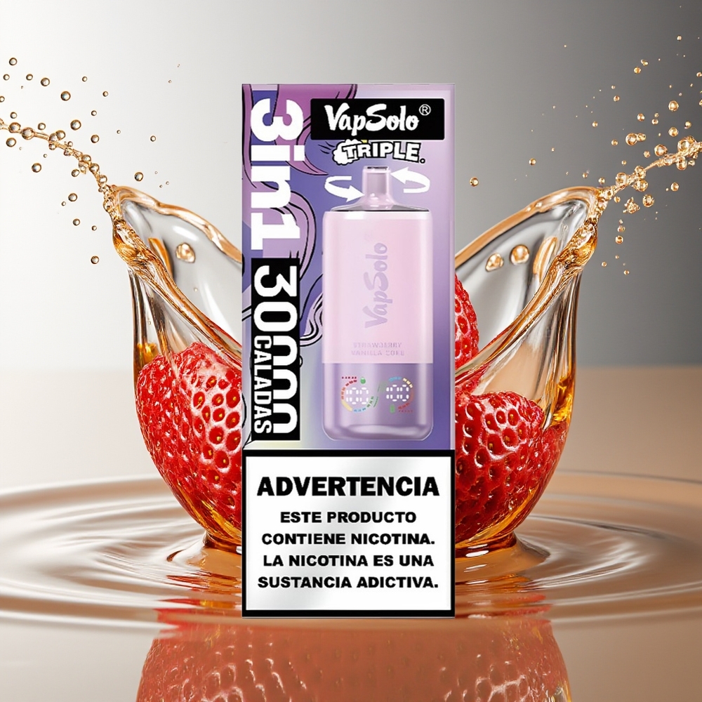 Vapsolo Triple 30000 Puffs Disposable Aardbei Vanille Cola Type-C 40ml 20mg